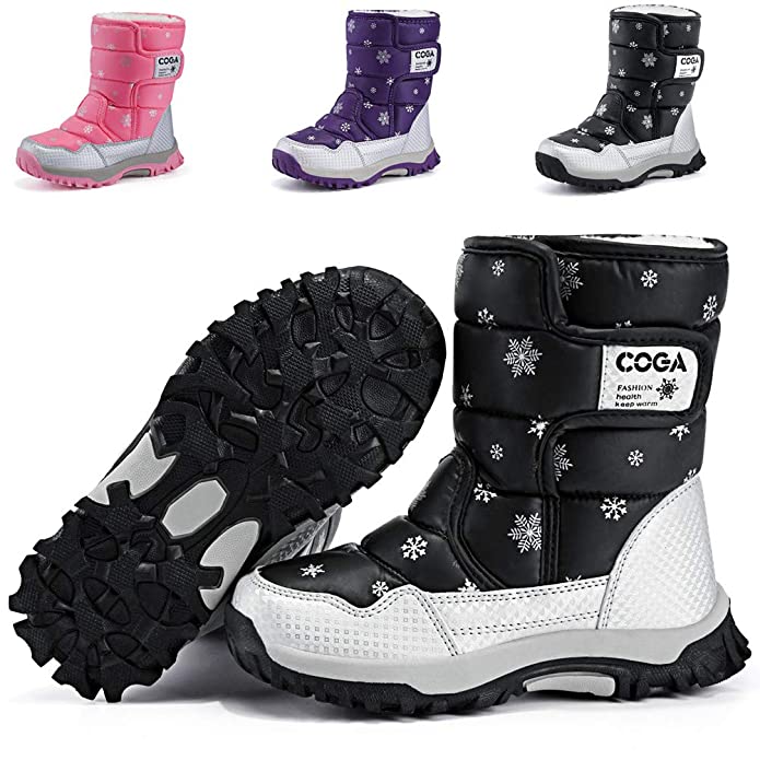 DADAWEN Boy's Girl's Outdoor Waterproof Cold Weather Snow Boots