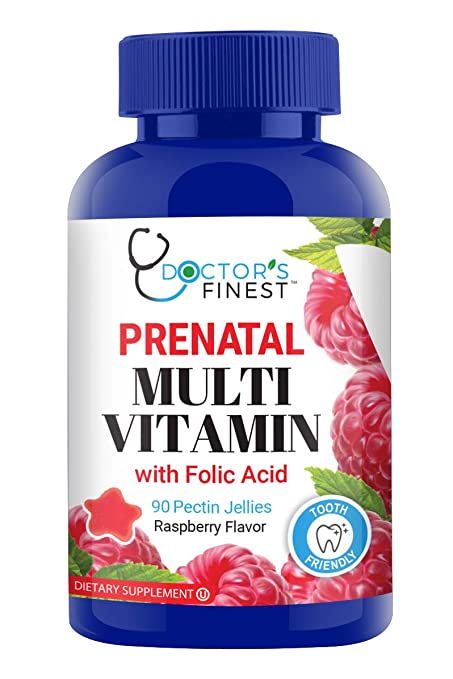 Doctors Finest Prenatal Multivitamin W/Folic Acid & Iron Gummies - Vegetarian, GMO-Free & Gluten Free - Great Tasting Raspberry Flavor Pectin Chews - 90 Count [45 Doses]