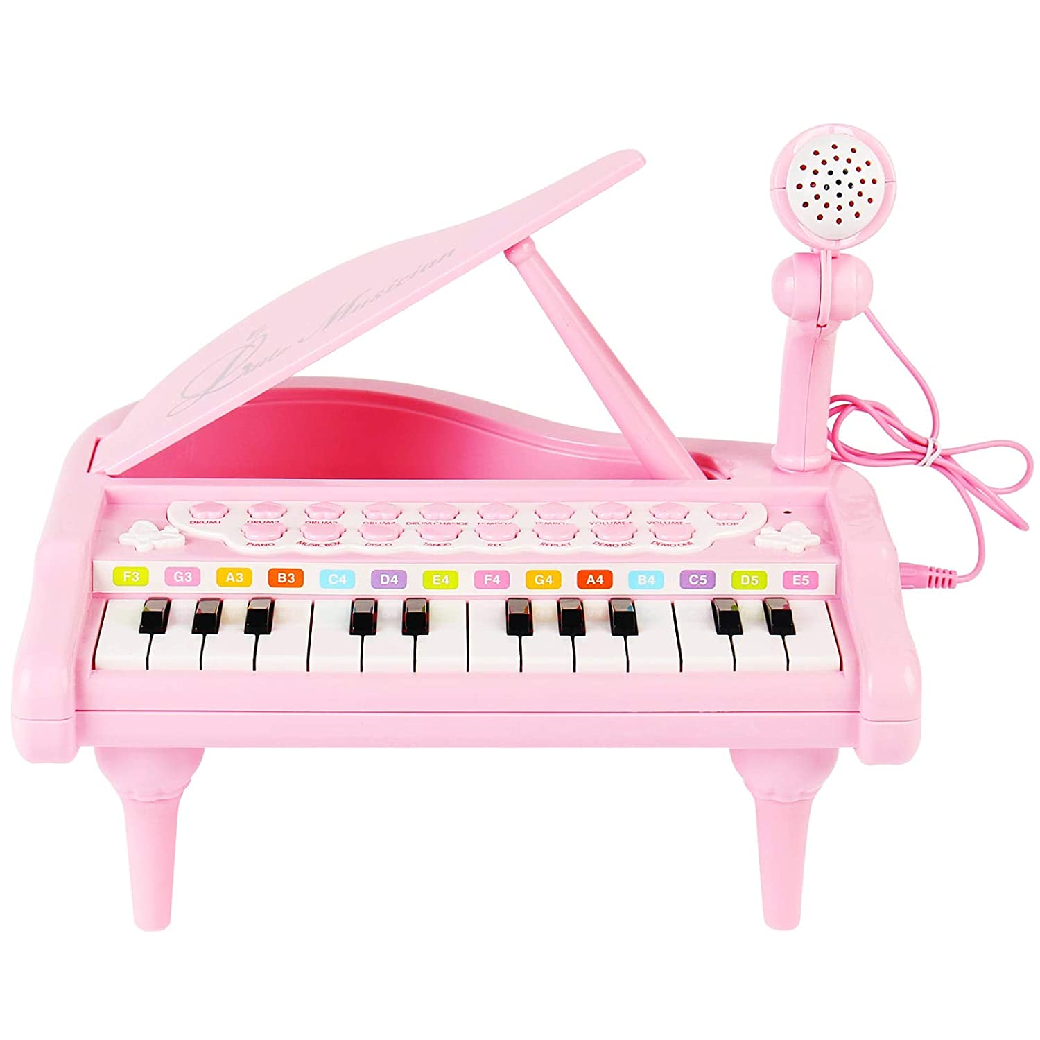 ConoMus Piano Keyboard Toy for Kids,1 2 3 4 Year Old Girls First Birthday Gift , 24 Keys Multifunctional Musical Electronic Toy Piano for Toddlers