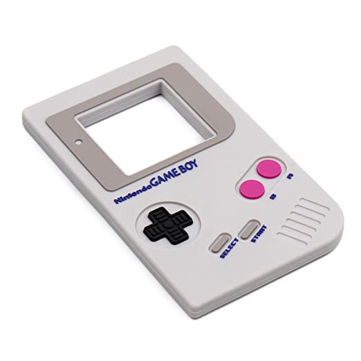 Bumkins Nintendo Silicone Teether, Textured, Soft, Flexible, Bacteria Resistant - Game Boy