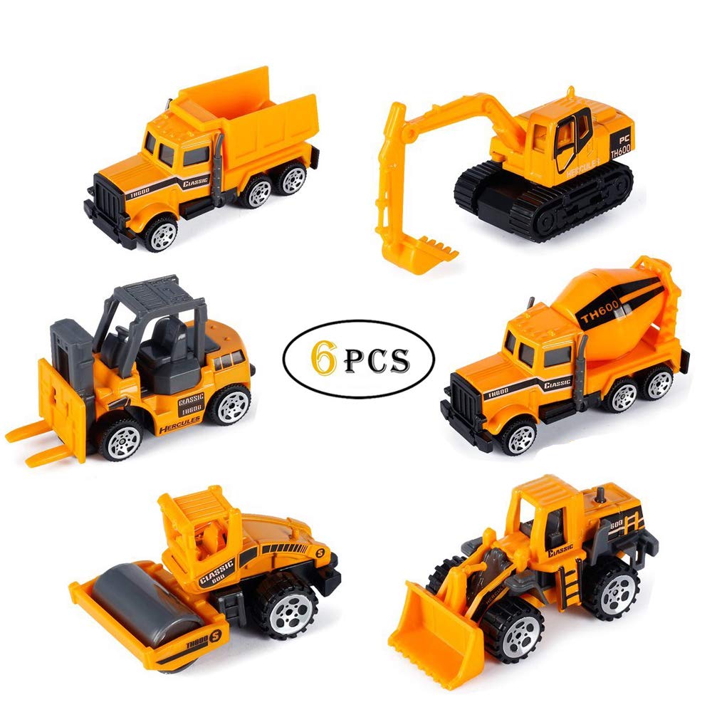 Joyjam Diecast Toy Vehicles, 1:64 Push Toy Car Play Set, Assorted Mini Toy Trucks, Gifts for Boys Girls Kids. (6 PCS)