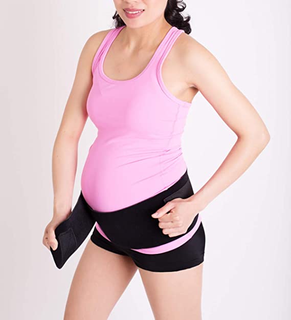 CABEA Baby Belly Band - Sport Pregnancy Postpartum Maternity Belt Abdominal Hip Back Support Black