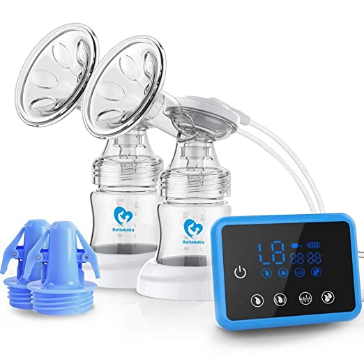 Bellababy Double Electric Breast Feeding Pumps Pain Free Strong Suction Power Touch Panel High Definition Display