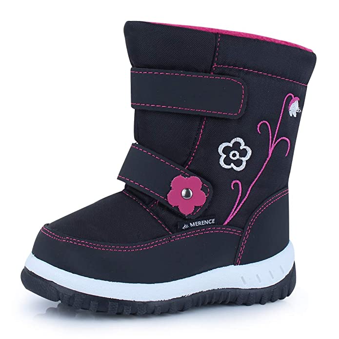 CIOR Winter Snow Boots for Boy and Girl Outdoor Waterproof with Fur Lined