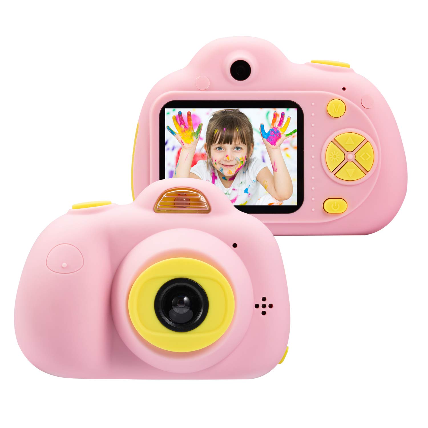 omzer Kids Camera Gifts for 4-8 Year Old Girls, Shockproof Cameras Great Gift Mini Child Camcorderr for Little Girl with Soft Silicone Shell for Outdoor Play,Pink(16GB Memory Card Included)