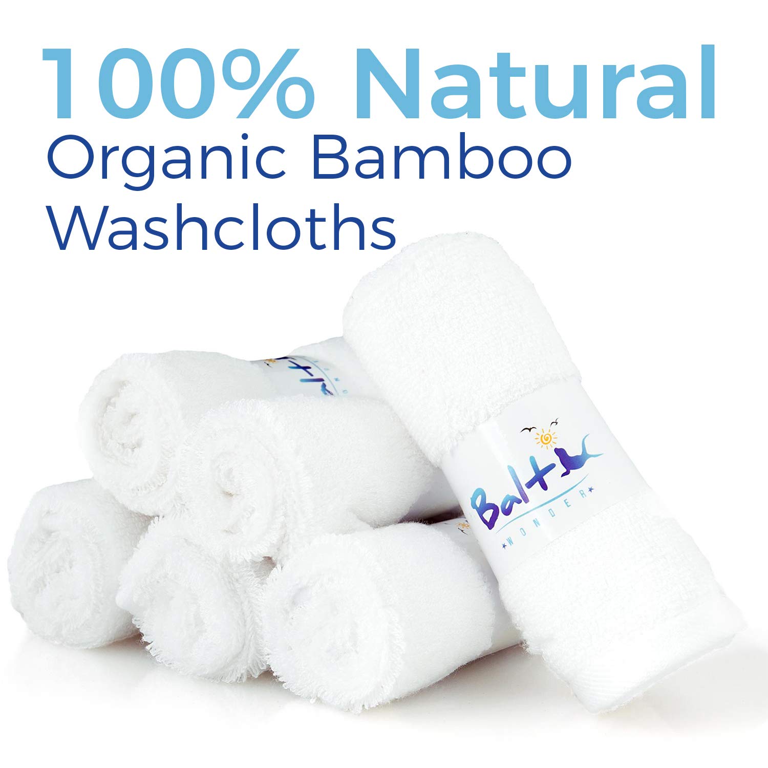 Baby Washcloths – Hypoallergenic Organic Bamboo Towel, Ultra Soft and Absorbent, Natural Reusable Wipes Perfect for Sensitive Skin and Newborn Bath