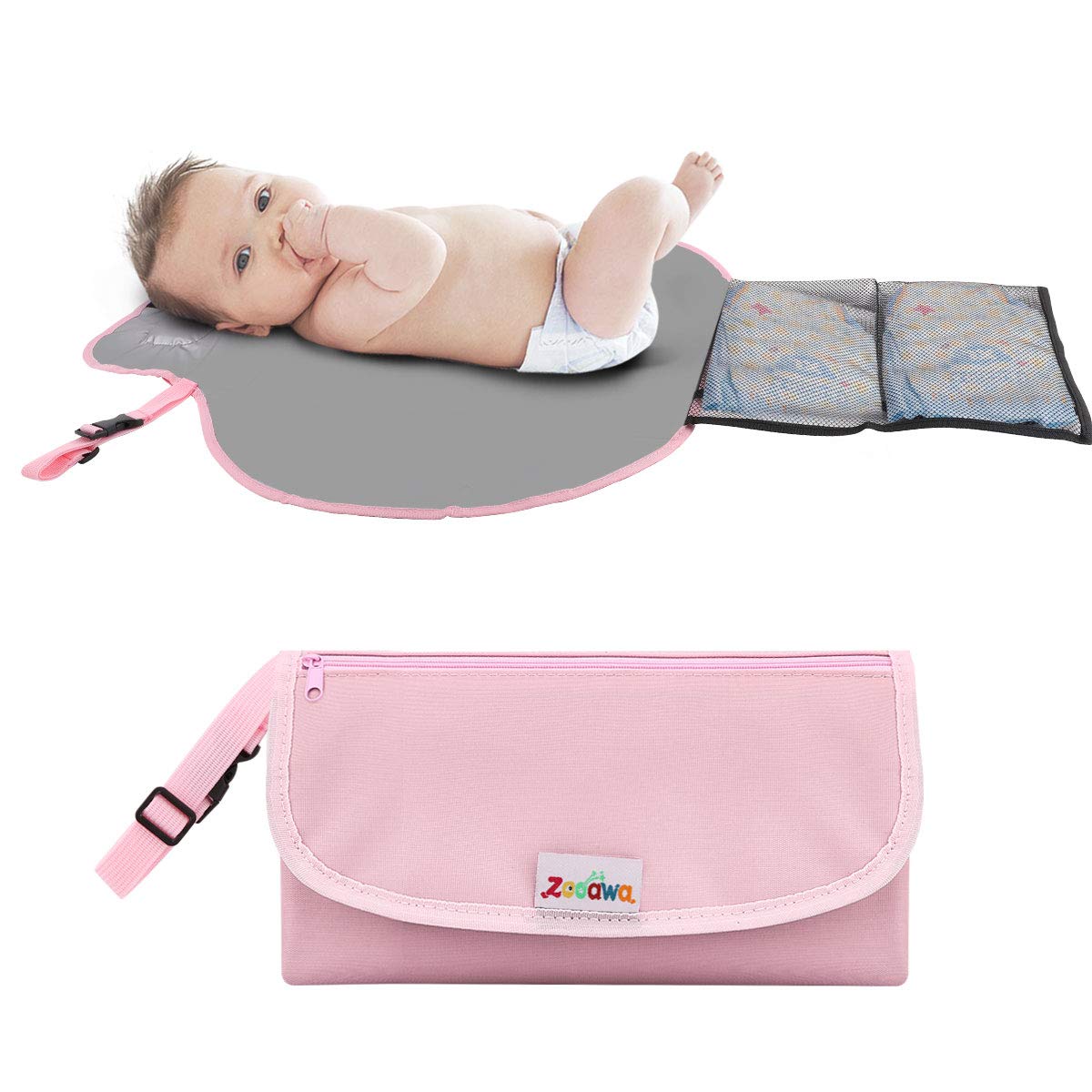 Zooawa Portable Diaper Changing Pad Mat Waterproof Folding Station Clutch Travel Carrying Bag for Baby Infants