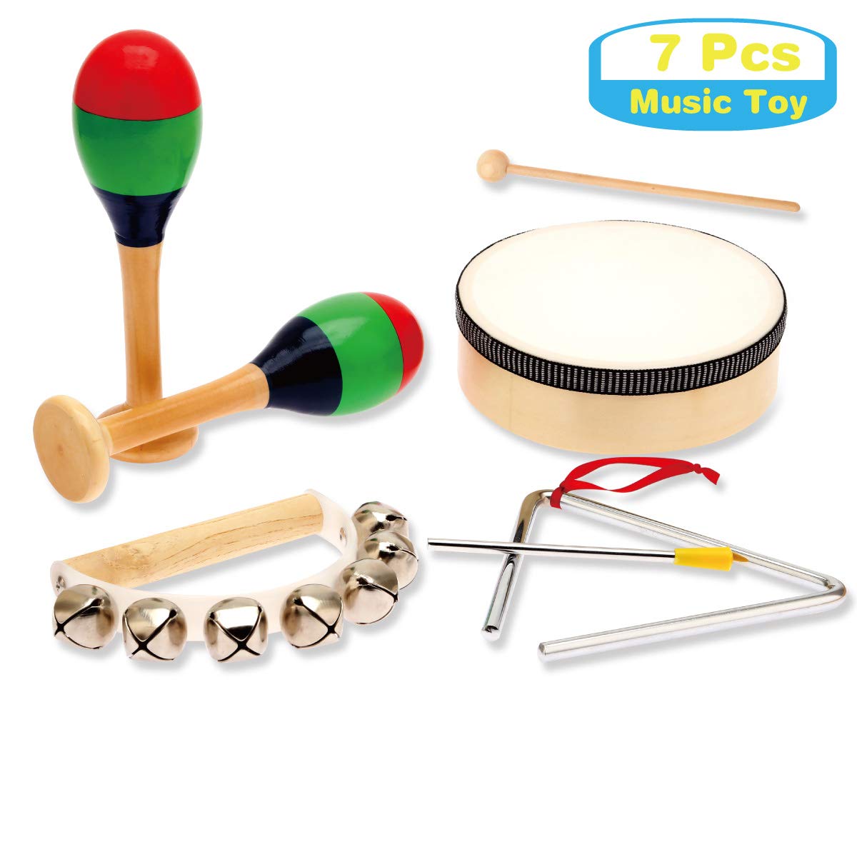 MUSICUBE Kids Wood Musical Instruments, Percussion Set with Drums for Kids Children, ASTM Certified Toddler Musical Toys,