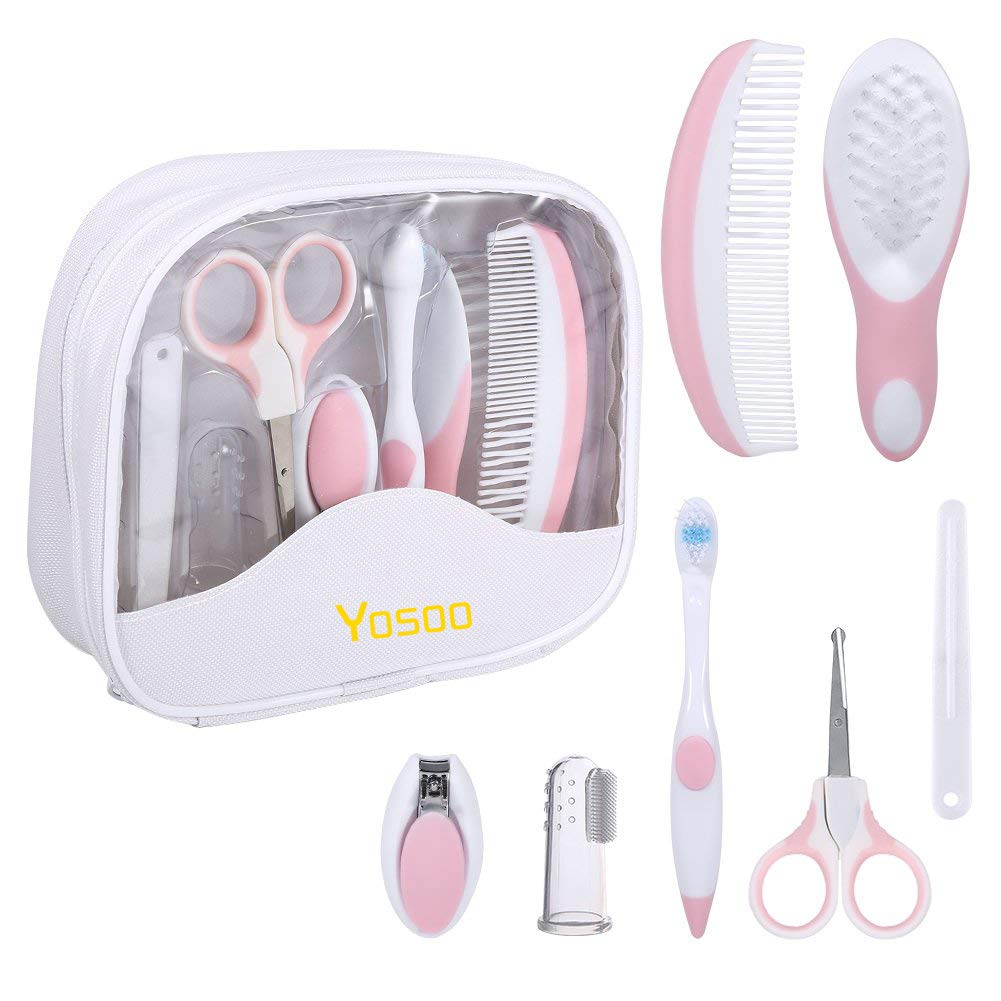 Baby Grooming Kit, 7pcs/Set Safe Hair Comb Toothbrush Nail Clipper Scissors Healthcare Daily Nurse Shower Tool Set