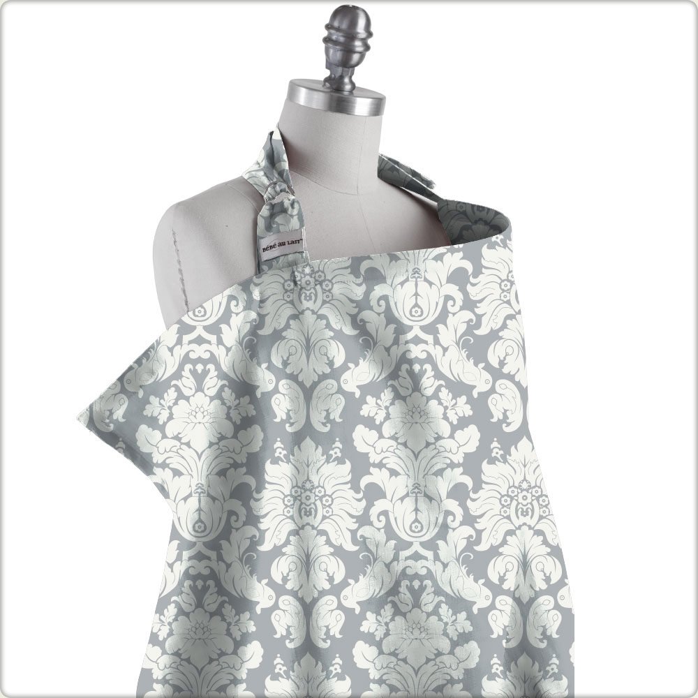 Bebe au Lait Premium Cotton Nursing Cover, Chateau Silver