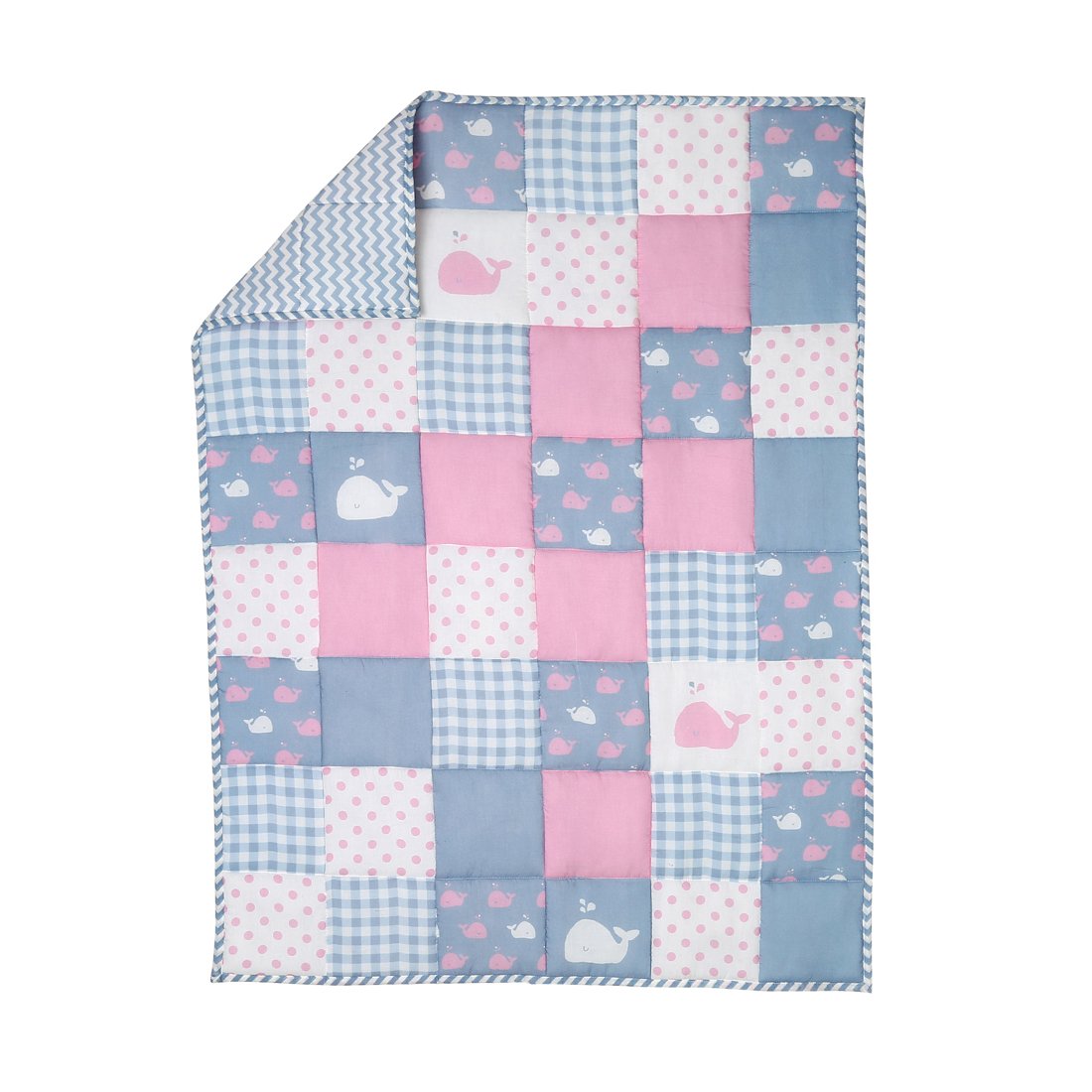 Pink Soft Baby Quilt for New Born Girls and Boys - Crib Baby Blanket Cover Cotton Cute Whale Pattern Toddler Comforter