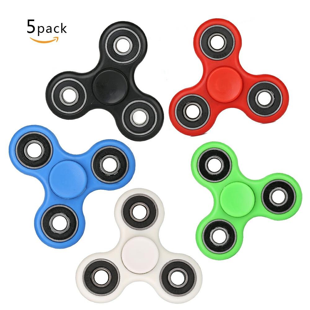 Fidget Spinner ADHD Anxiety Toys 5 Pack Stress Relief Reducer Spin for Adults Children Autism Fidgets Best EDC Hand Spinners Bearing Trispinner Finger Toy Focus Fidgeting Restless Tri-Spinner SCIONE