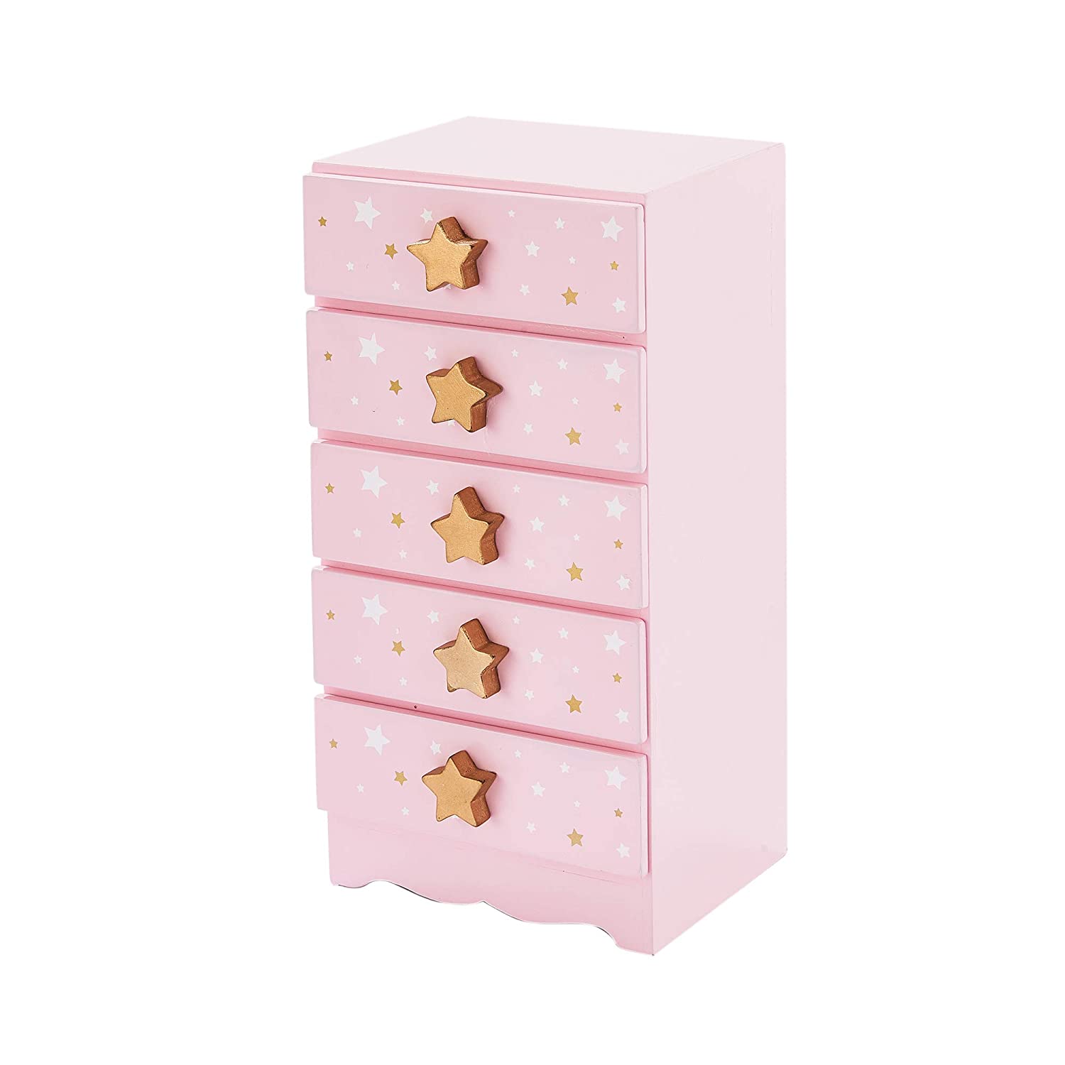 Teamson Kids TD-12884A Fashion Star Prints Renee Jewelry Box, Pink/ White/ Gold