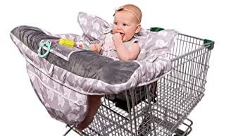 2-in-1 Baby Shopping Cart Cover and High Chair Protector - Germ-Protecting Seat Covers for Grocery Carts, Restaurant High-Chairs - Universal, Soft, Safe - Travel Gear for Babies, Infants