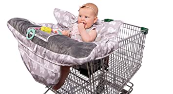 2-in-1 Baby Shopping Cart Cover and High Chair Protector - Germ-Protecting Seat Covers for Grocery Carts, Restaurant High-Chairs - Universal, Soft, Safe - Travel Gear for Babies, Infants