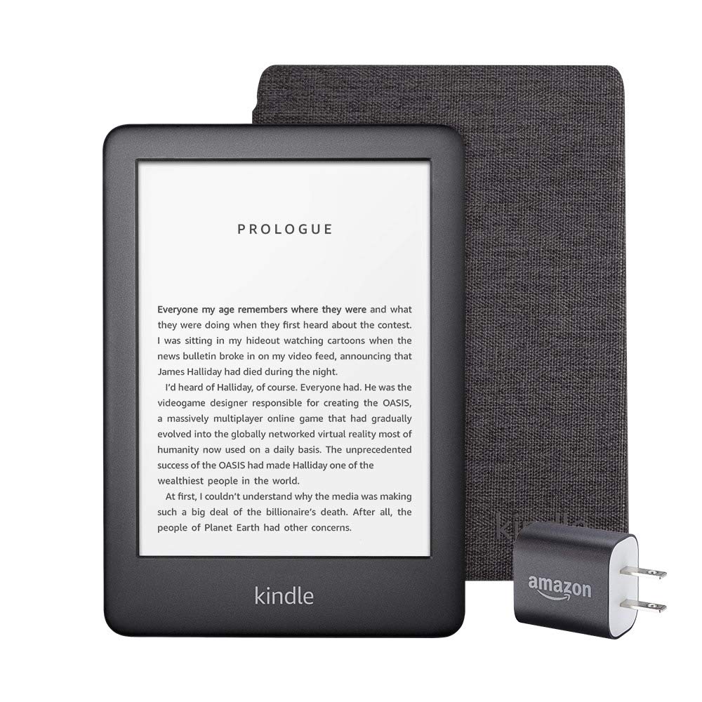 Kindle Essentials Bundle including All-new Kindle, now with a built-in front light, Black