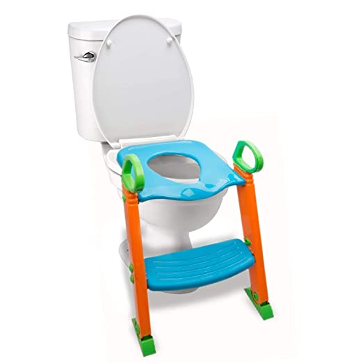 Alayna Potty Seat with Step Stool Ladder, 3 in 1 Trainer for Kids Toddlers W/Handles. Sturdy, Comfortable, Safe, Built in Non-Slip Steps W/Anti-Slip Pads. Excellent Toilet Seat Step Boys Girls Baby