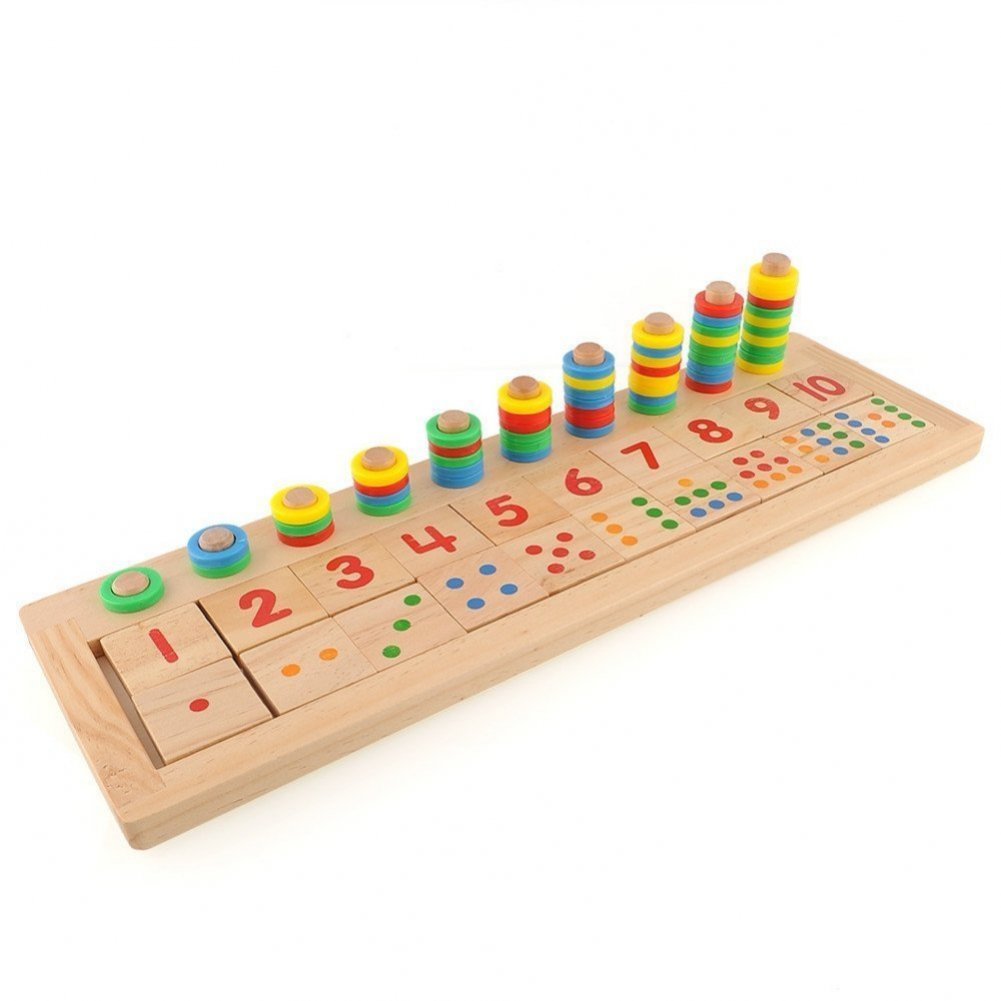 AnOs-Toys Colourful Montessori Teaching Tool Math Number Wood Board Preschool Toy Kid