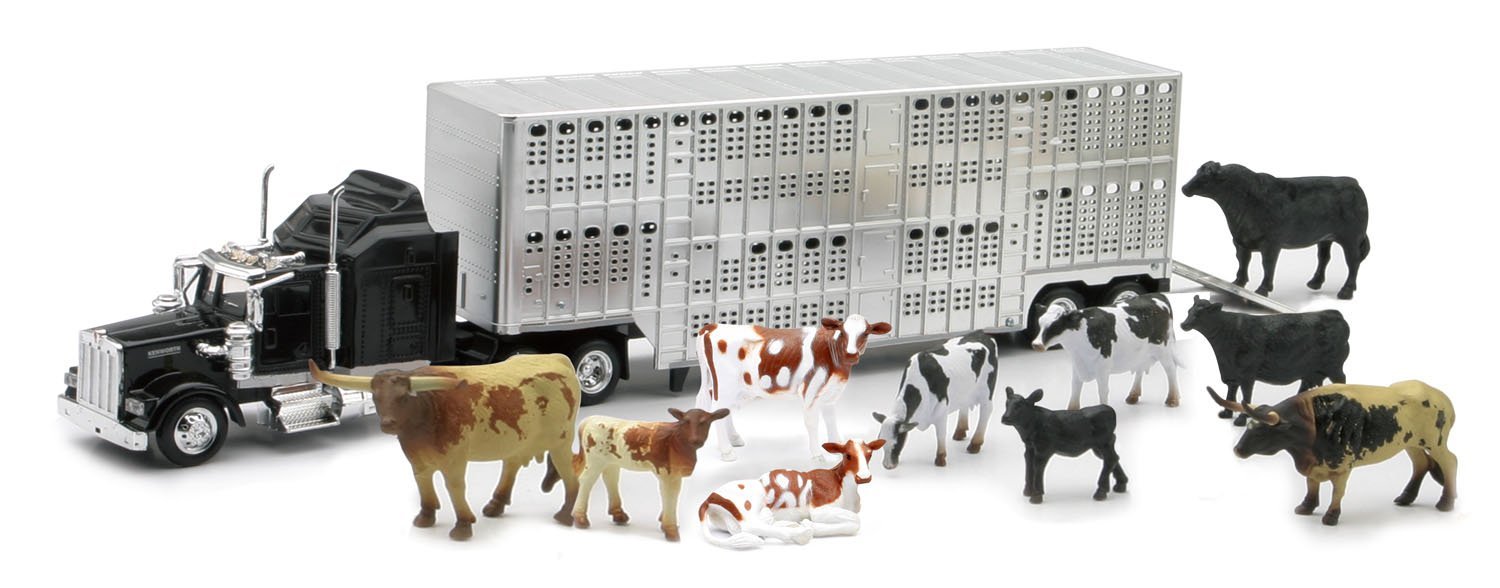 Country Life - Kenworth Livestock Tractor Trailer with 10 Head of Cattle - 1:43 scale