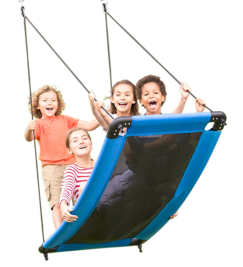 HearthSong SkyCurve Hanging Platform Rope Tree Swing for Multiple Children