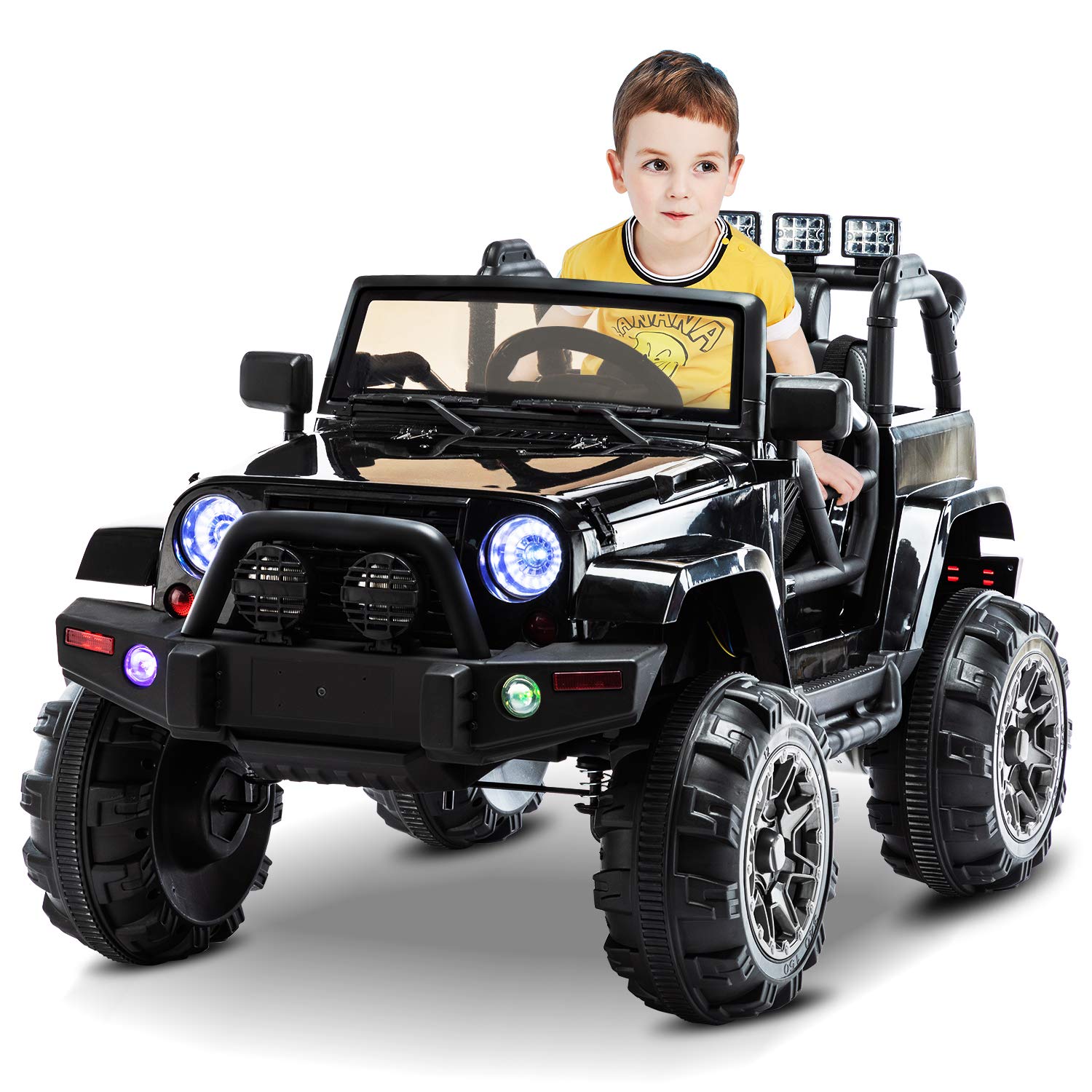 AuAg Electric Ride On Car/Truck Ride on Toys with Parental Remote Control 12V Two Speeds LED Lights MP3 Player Prerecorded Kid Song Easy to Assemble Indoor and Outdoor Gift for Kids
