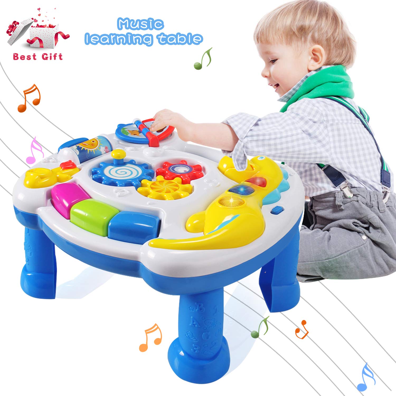 HOMOFY Homof Baby Toys Musical Learning Table 6 Months Up-Early Education Music Activity Center Game Table Toddlers, Infant, Kids Toys for 1 2 3 Years Old Boys & Girls- Lighting & Sound Gifts