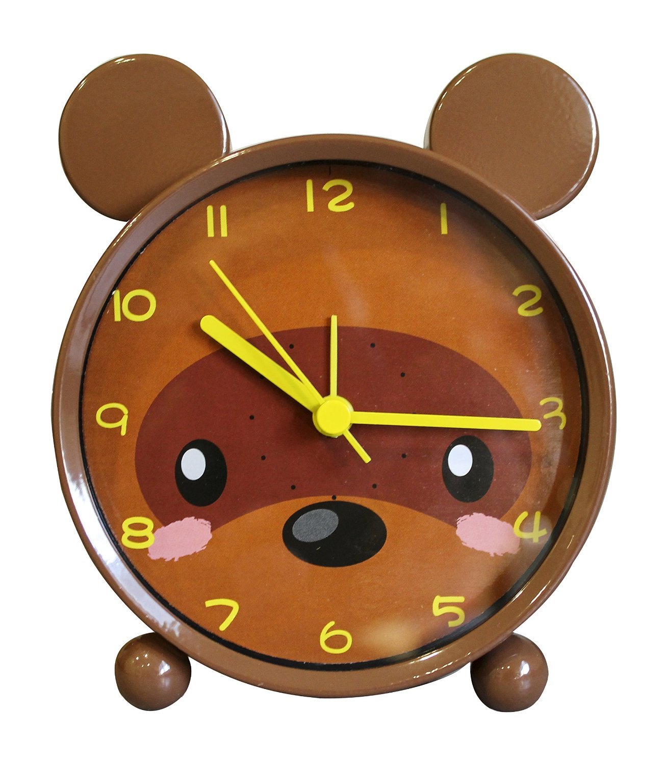 Children Alarm Clock - Metal Frame - Quiet- Kid Alarm Clock - Animal Themed - Boys Girls - 3 Models (Bear(Brown))