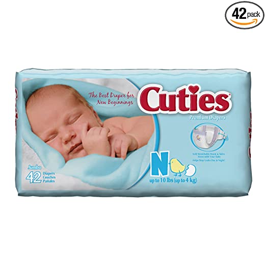 Cuties Baby Diapers, Newborn, 42 Count