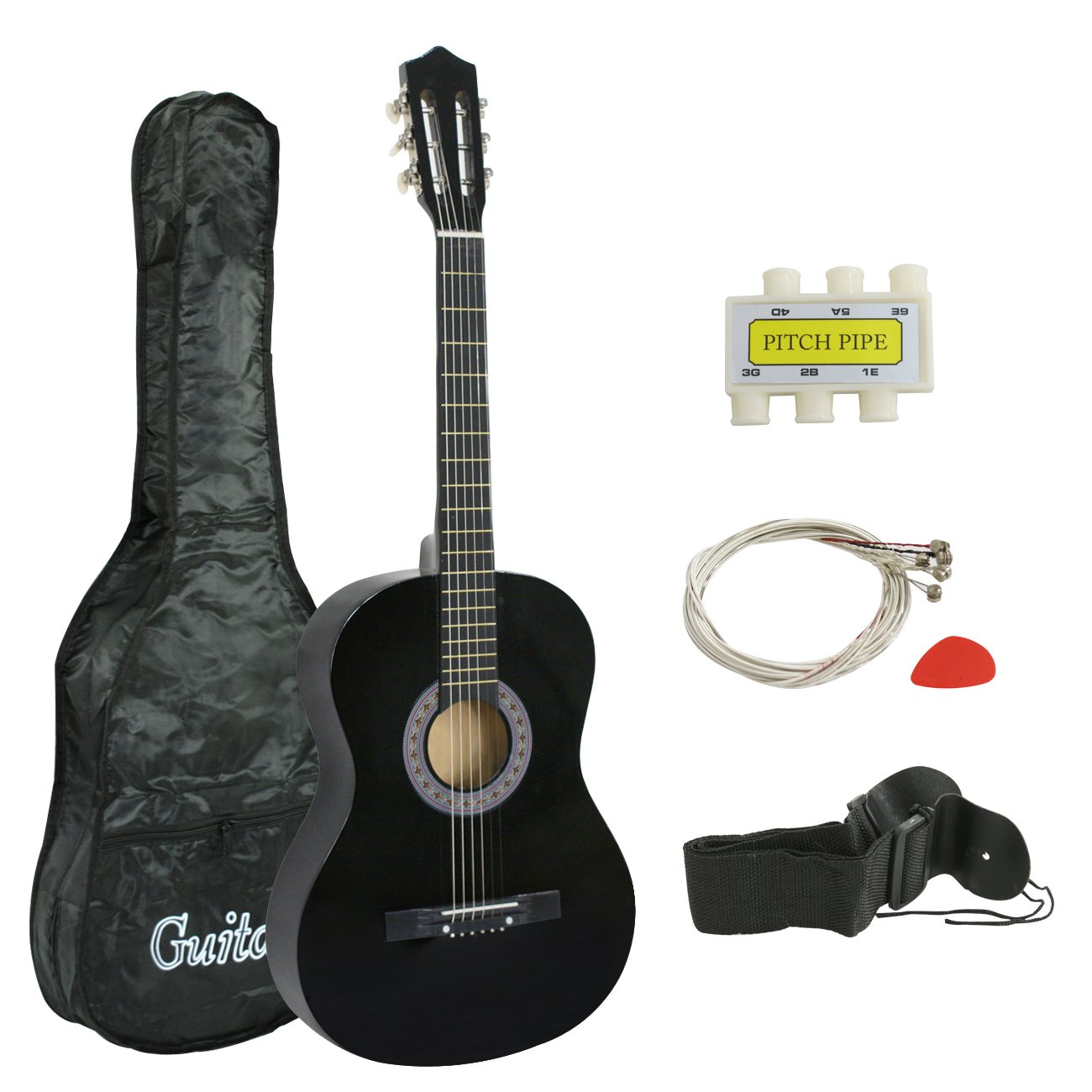 Smartxchoices 38" Kids Acoustic Guitar Bundle Kit for Starter Beginner Music Lovers, 6-String Folk Guitar