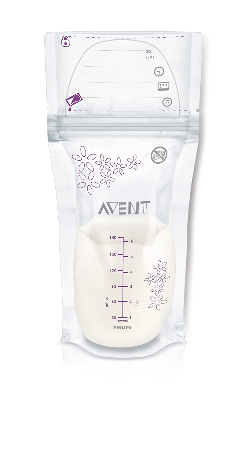 Philips AVENT Breast Milk Storage Bags, Clear, 6 Ounce, 50 Pack