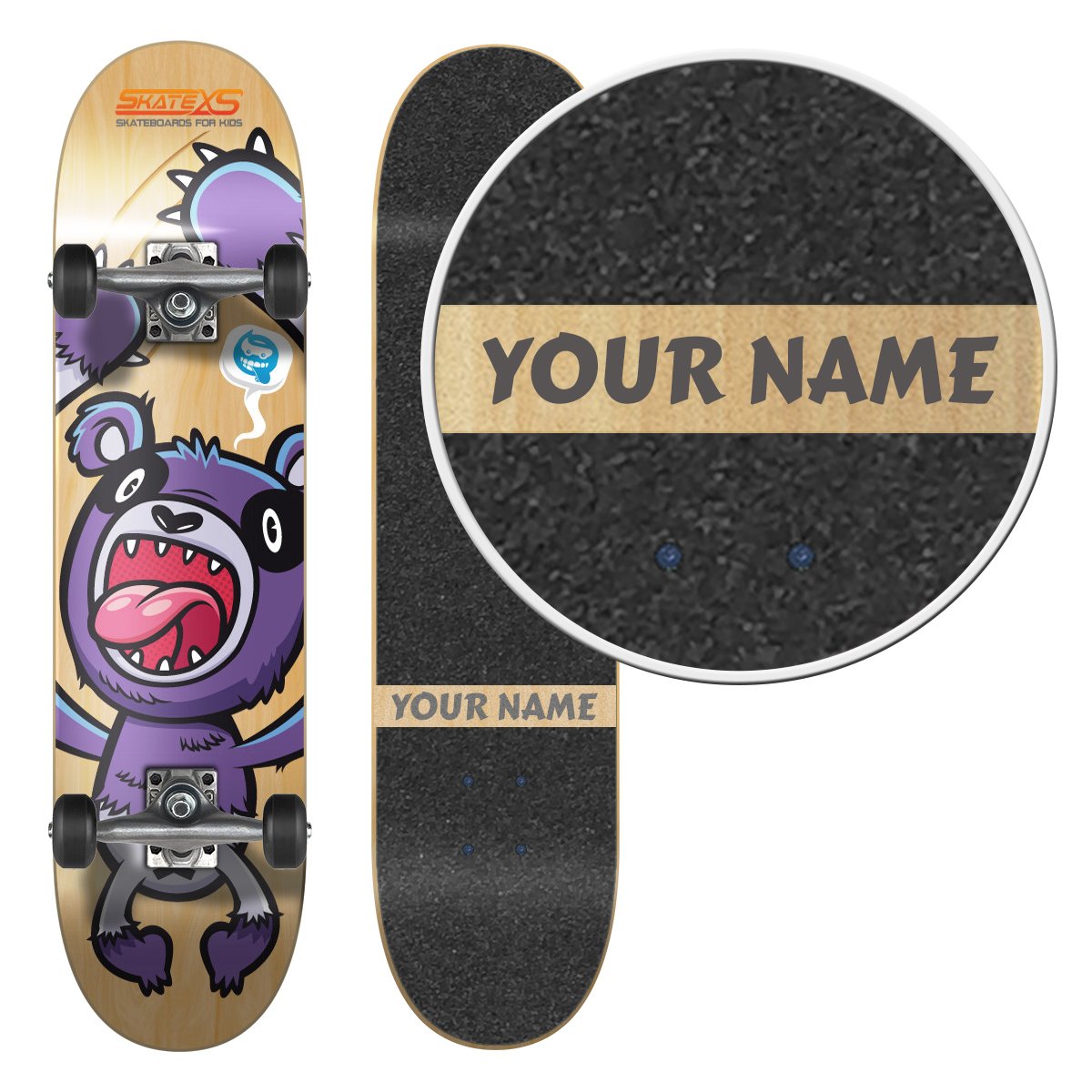 SkateXS Personalized Beginner Panda Street Kids Skateboard