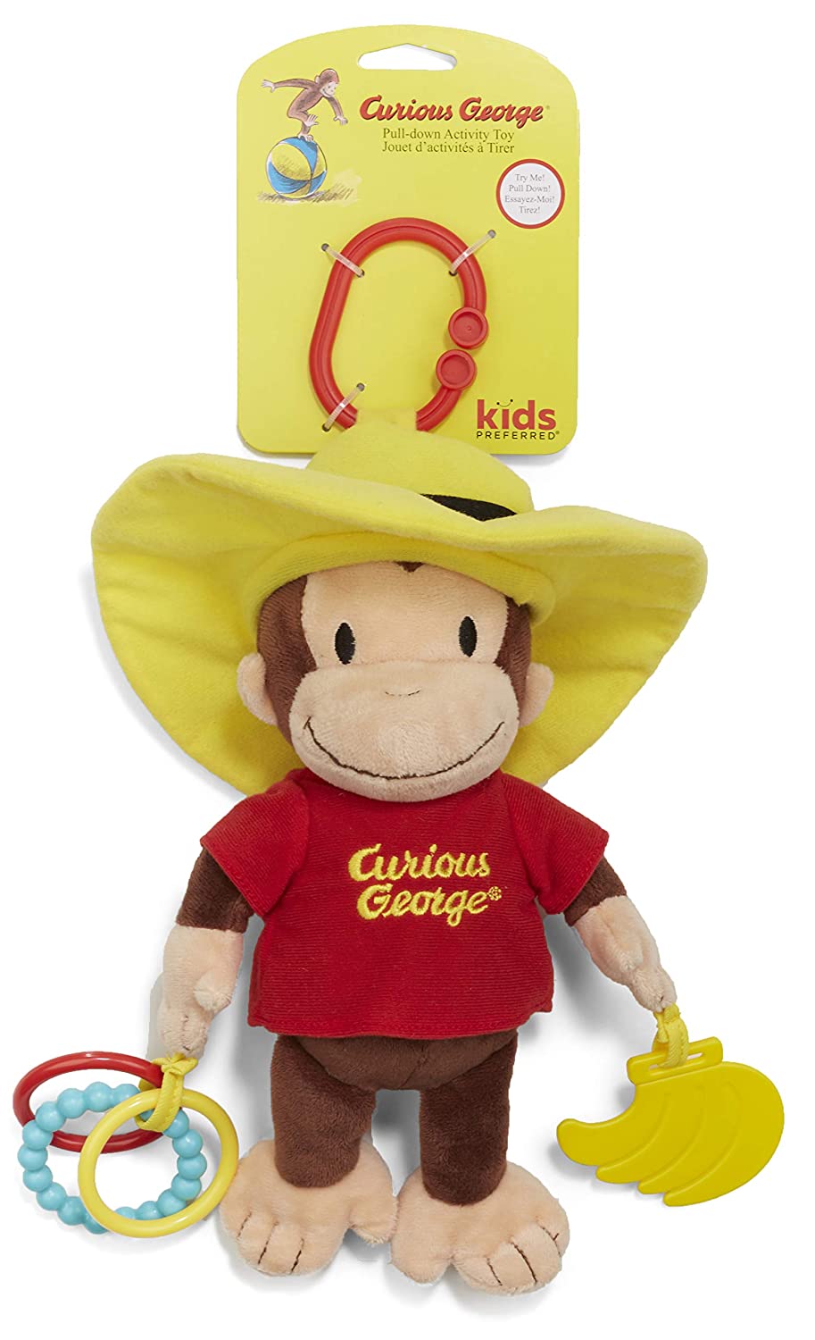 KIDS PREFERRED Curious George Pull-Down Plush Baby Activity Toy
