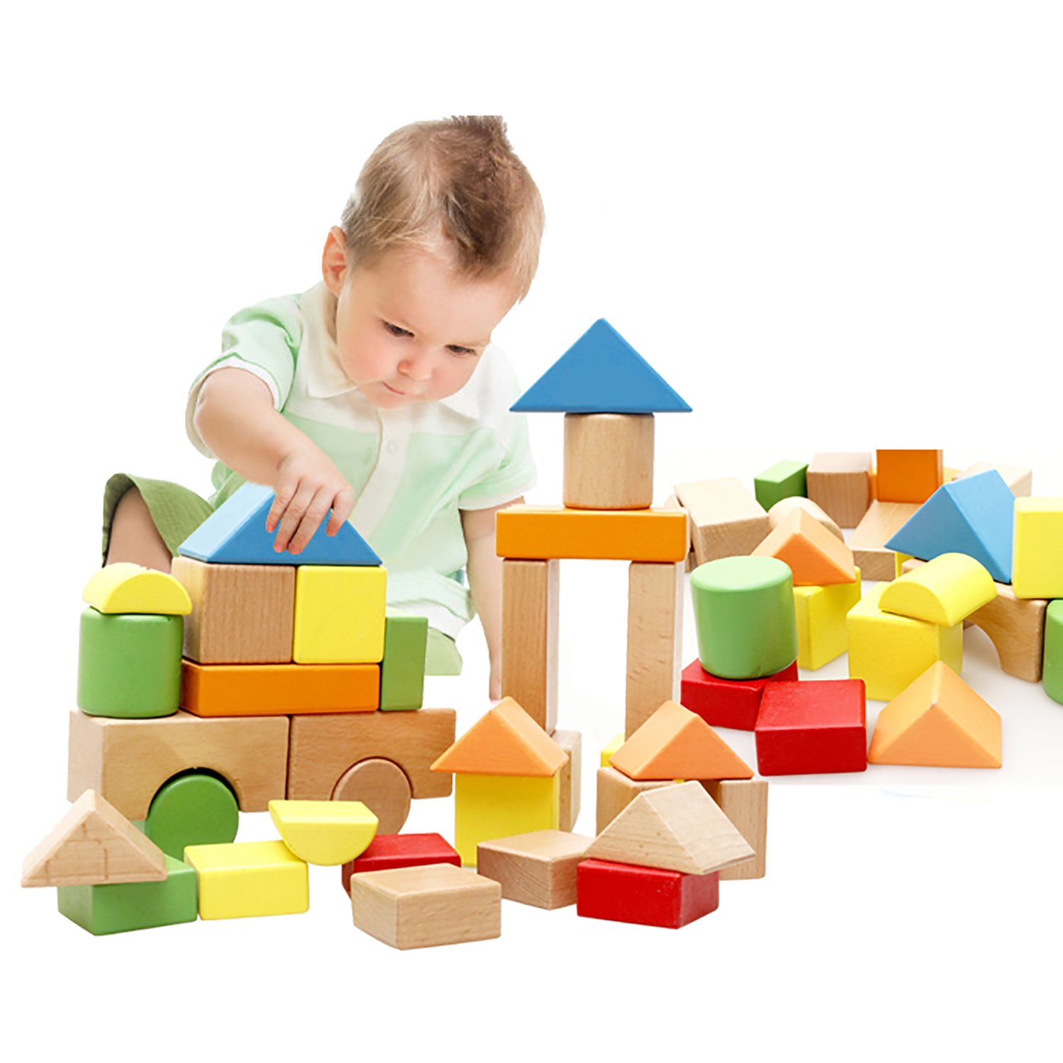 Lewo Large Wooden Blocks Construction Building Toys 