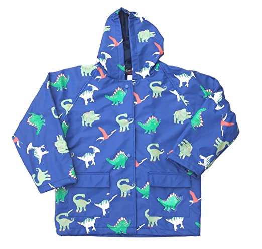 Foxfire for Kids Boys Blue Dinosaur Raincoat