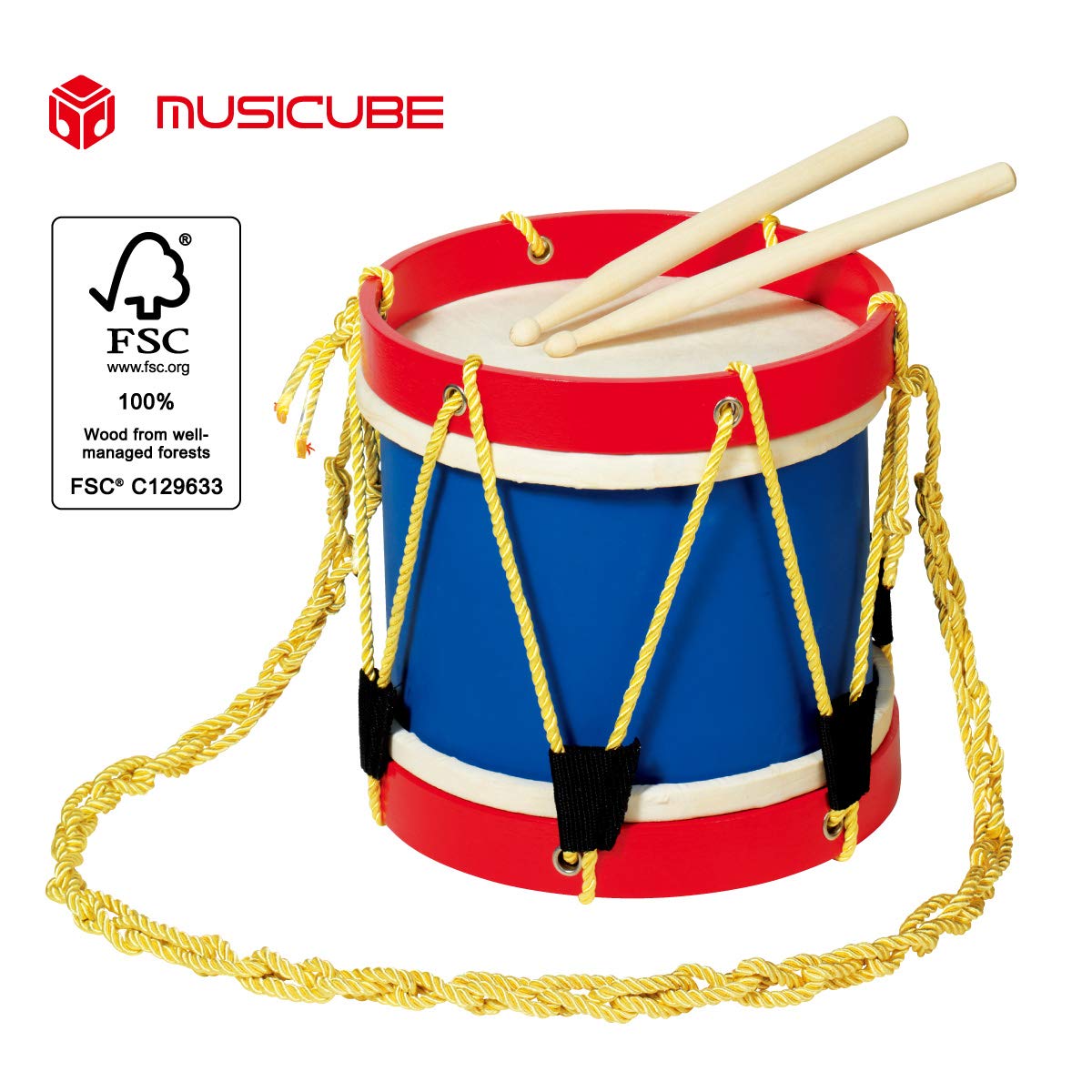 MUSICUBE Marching Drum Set, USA America Painted Design, Great Sound Quality 8 Inch for Kids with Stick
