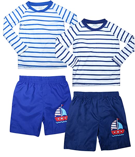 Sweet & Soft Baby Boys 4-Piece Rash Guard and Trunk Swimsuit Set (Infant/Toddler)