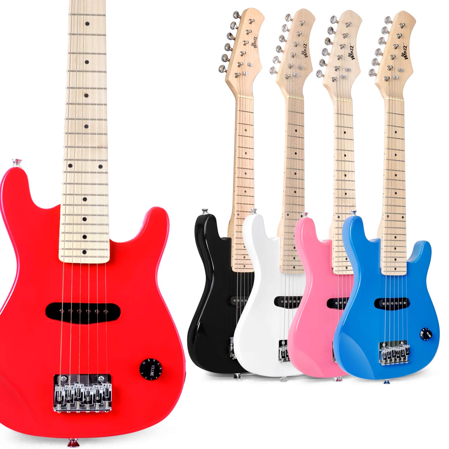 WINZZ 30 Inches Real Kids Electric Guitar with Beginner Kit, Red