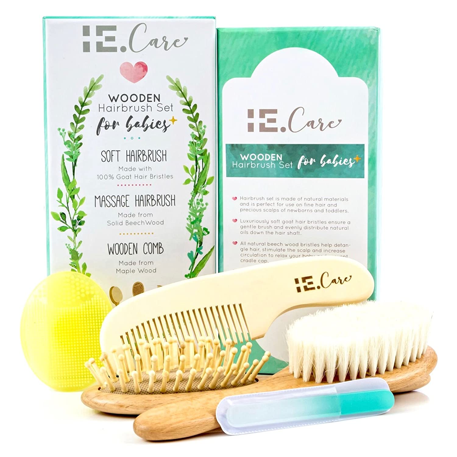 IE.Care Wooden Baby Hair Brush Comb Set
