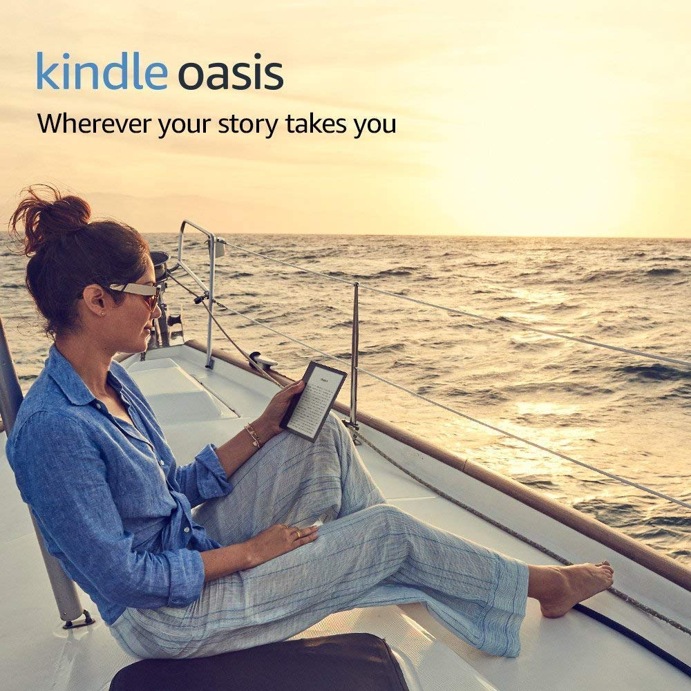 Kindle Oasis E-reader (Previous Generation - 9th) - Graphite, 7" High-Resolution Display (300 ppi), Waterproof, Built-In Audible, 8 GB, Wi-Fi - Includes Special Offers (Closeout)