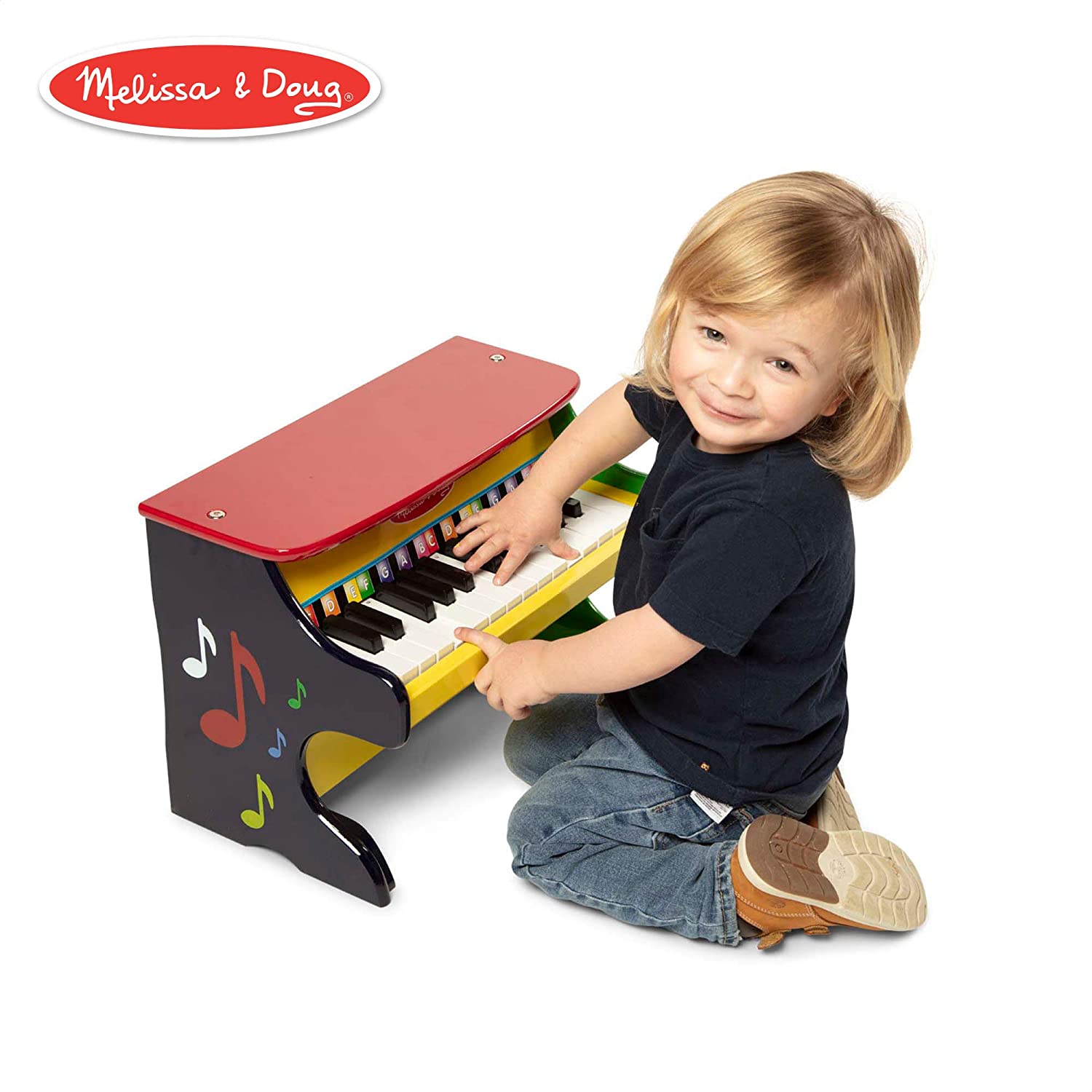 Melissa & Doug Learn-to-Play Piano, Musical Instruments, Solid Wood Construction, 25 Keys and 2 Full Octaves, 11.5” H x 9.5” W x 16” L