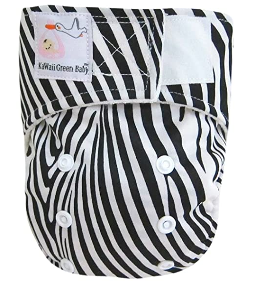 Kawaii New Improved Little Green Baby Bamboo Newborn Diaper in Baby Black Stripes