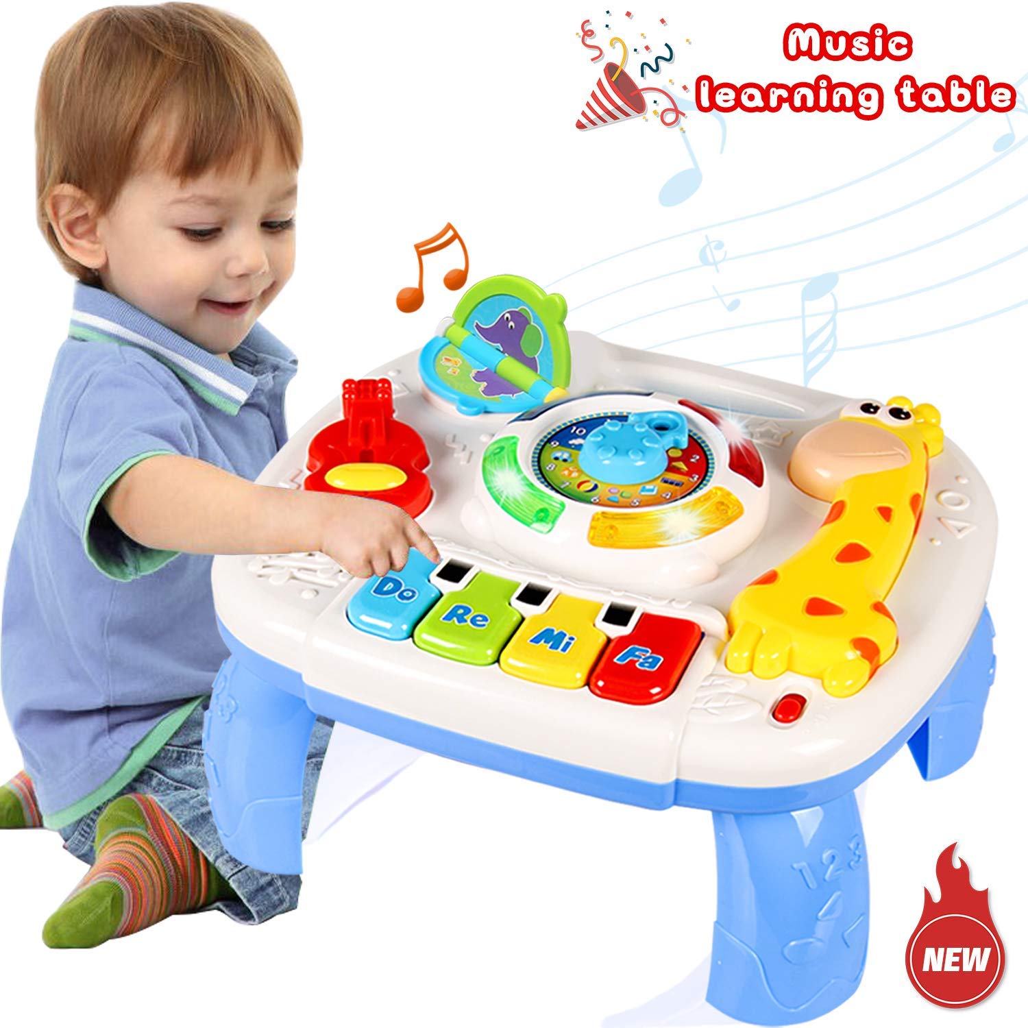 WISHTIME Toddler Learning Table Music Toy 2 in 1 Early Education Toys Music