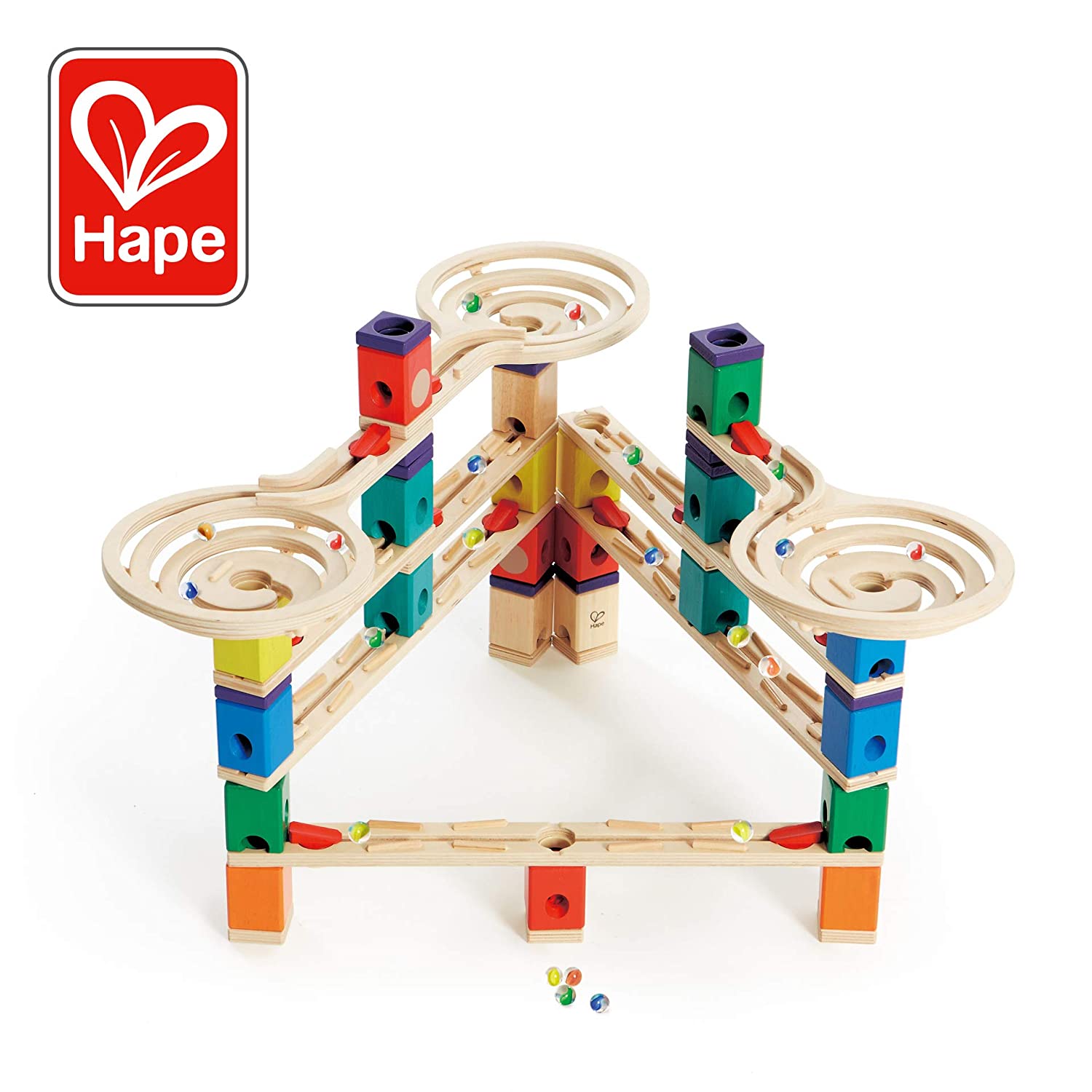 Hape Quadrilla Wooden Marble Run Construction - Vertigo - Quality Time Playing Together Wooden Safe Play - Smart Play for Smart Families