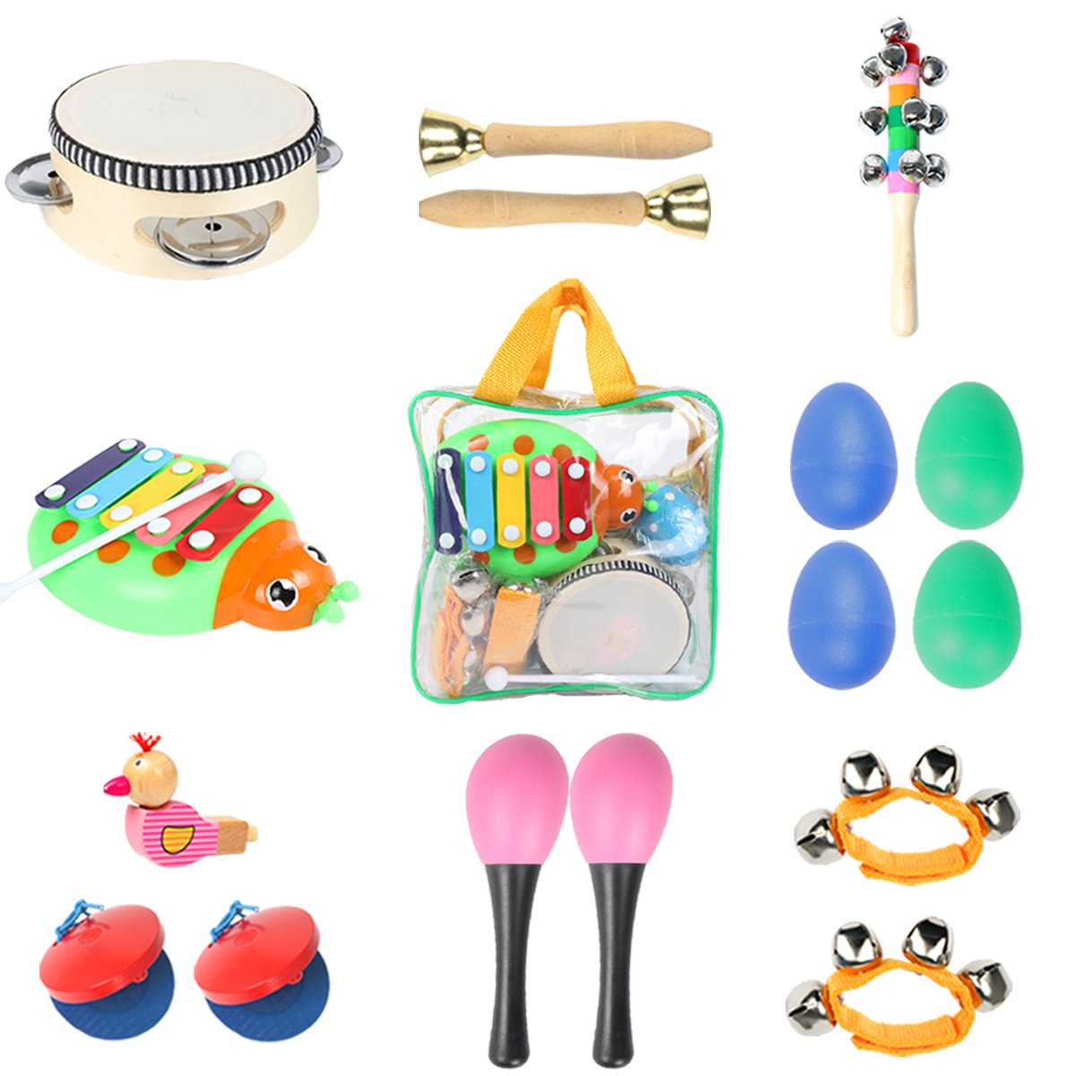 Toddler Toys Musical Instruments - Ehome 9 types 16pcs Percussion Toy Set for Kids 