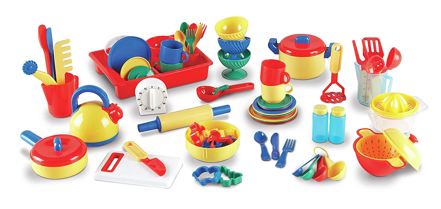 Learning Resources Pretend & Play Kitchen Set, Toy Dishes and Utensils, 73 Piece Set, Ages 3+