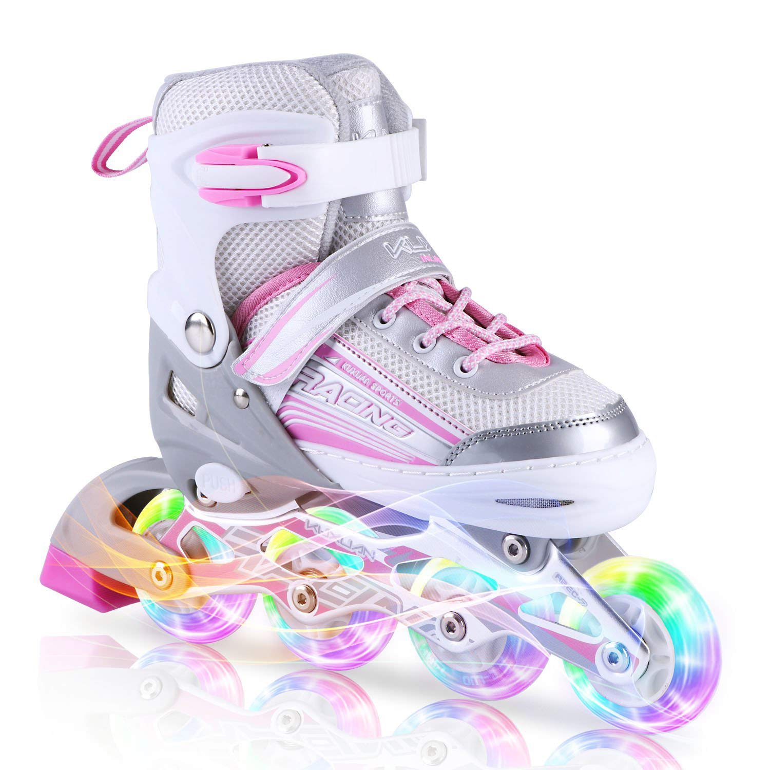 Kuxuan Inline Skates Adjustable for Kids,Girls Skates with All Wheels Light up, Fun Illuminating for Girls and Ladies