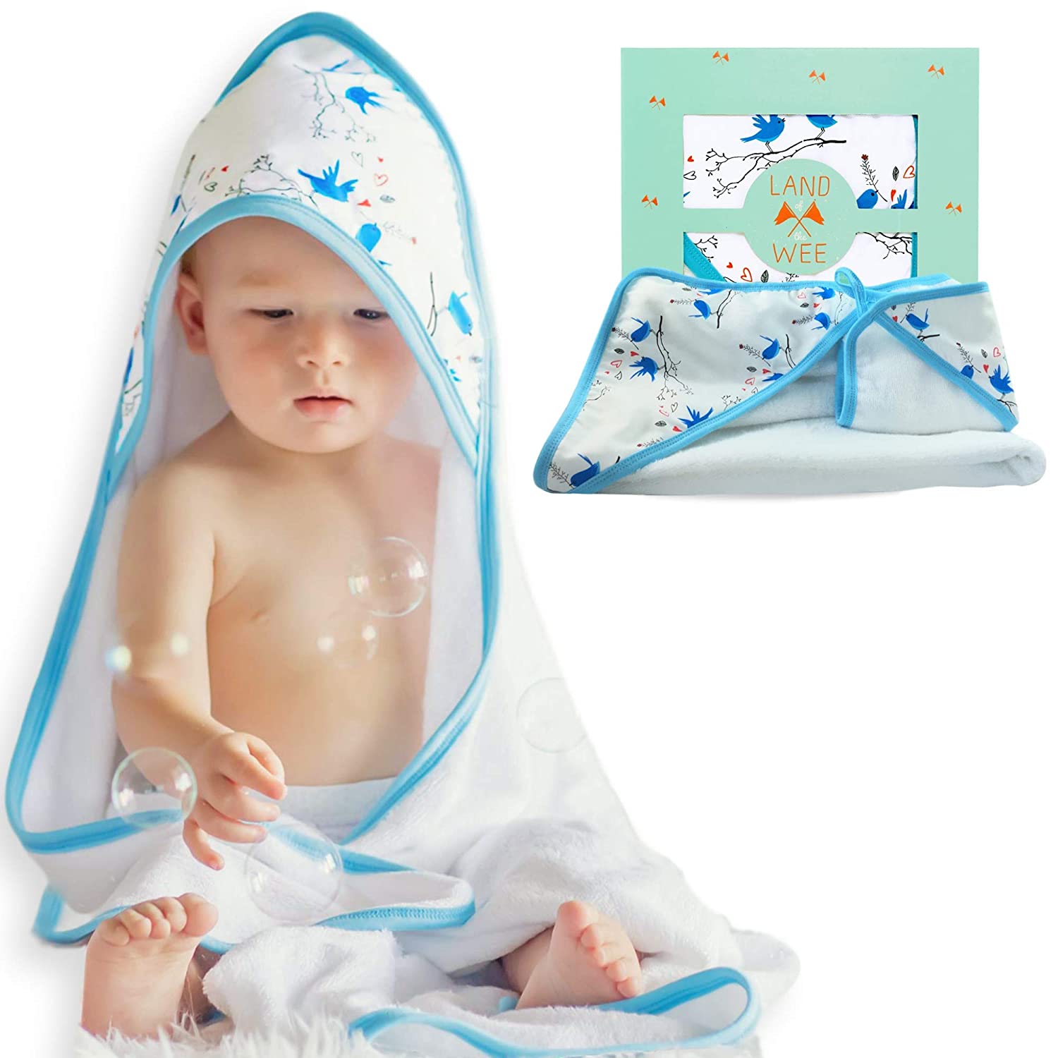 Extra Soft Hooded Baby Bath Towel & Washcloth Set