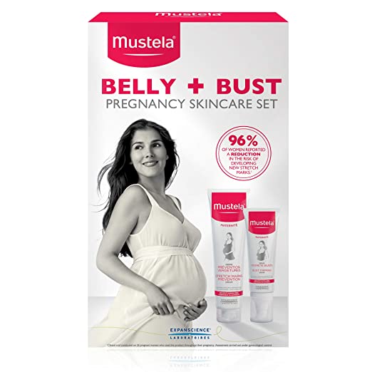 Mustela Belly & Bust Pregnancy Skincare Set, Stretch Marks Prevention Cream and Bust Firming Serum, with Natural Avocado Peptides, 2 Items