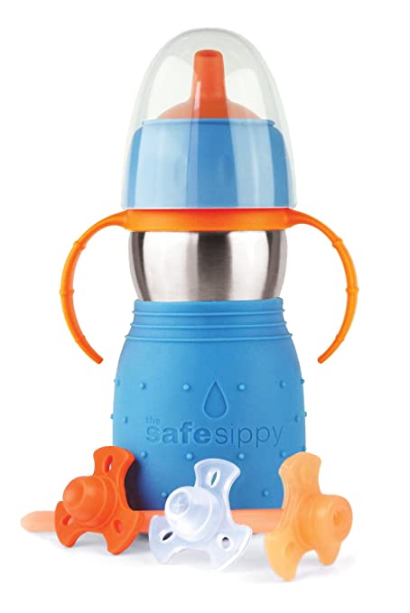 Kid Basix by New Wave Safe Sippy 2-Baby & Toddler Stainless Steel Cup with Straw