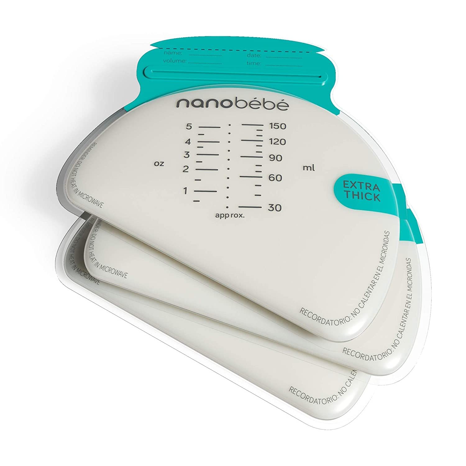 nanobébé 50 Breastmilk Storage Bags Refill Pack – Fast, Even Thawing & Warming